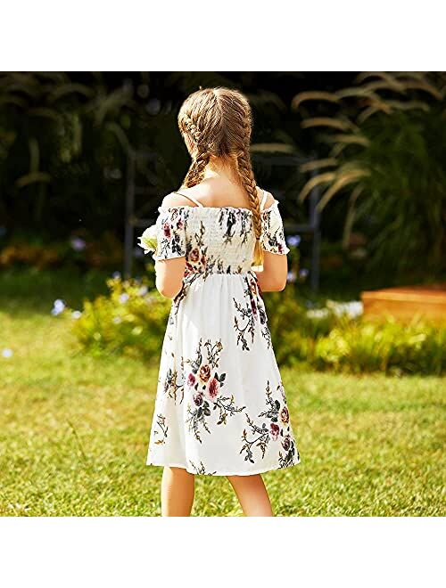 Arshiner Girls Casual Summer Floral Sleeveless Dress for 4-13 Years