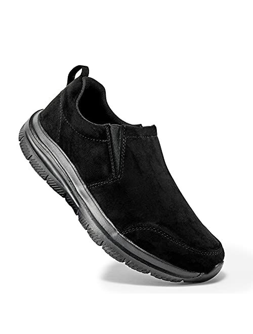 TIOSEBON Men's Suede Leather Loafers-Slip On Walking Shoes