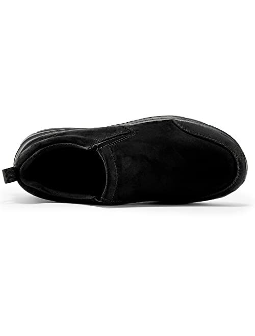 TIOSEBON Men's Suede Leather Loafers-Slip On Walking Shoes