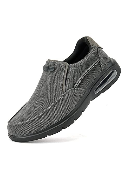 Buy TIOSEBON Men's Canvas Slip On Loafers-Air Cushion Walking Shoes ...