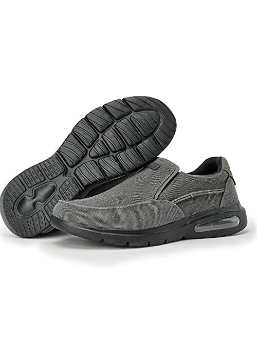 TIOSEBON Men's Canvas Slip On Loafers-Air Cushion Walking Shoes