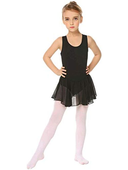 Arshiner Kid Girls Hollow Back Ballet Leotard with Skirt Sleeveless Dance Dresses