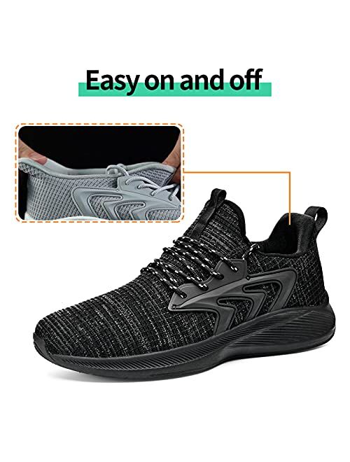 Slow Man Men's Sneakers Slip-On Tennis Shoes - Lightweight Walking Shoes Breathable Non Slip Cross Trainers Shoes for Gym Workout Jogging