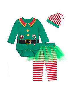 LENSOUS Baby Girls Newborn 1st Christmas Costume Tutu Dress Santa Claus Outfit Set