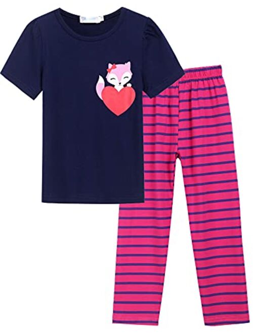 Arshiner Girls Pajamas Soft Short Sleeve & Pants Cat PJs Set Sleepwear