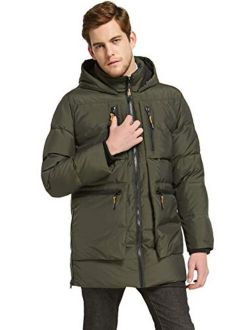 Men's Thickened Down Jacket Hooded Winter Coats with 6 Pockets