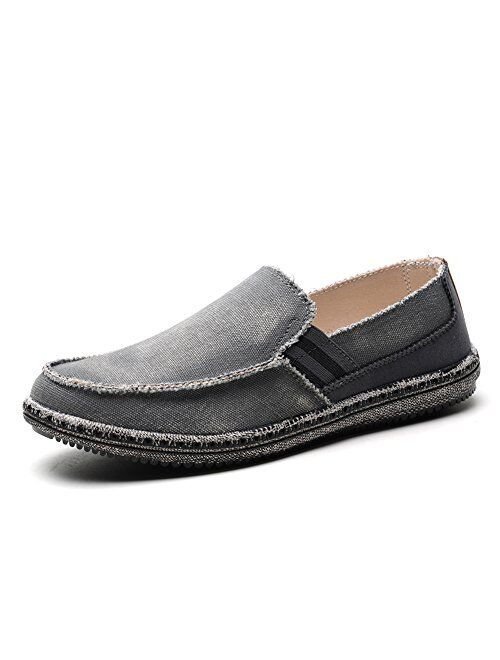 TIOSEBON Men's Casual Slip-on Loafers Vintage Flat Boat Shoes Canvas Walking Sneakers