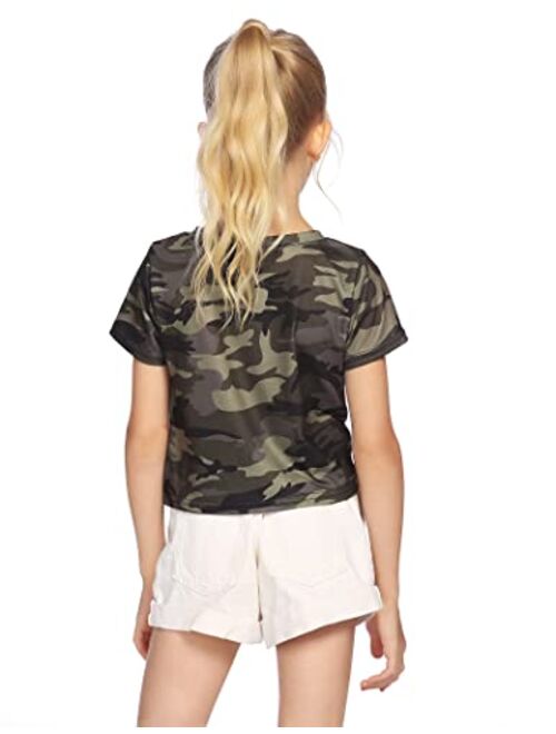 Arshiner Girls Casual Tie Dye Short-Sleeve T-Shirt Summer Twist Front Tunic Tee Tops
