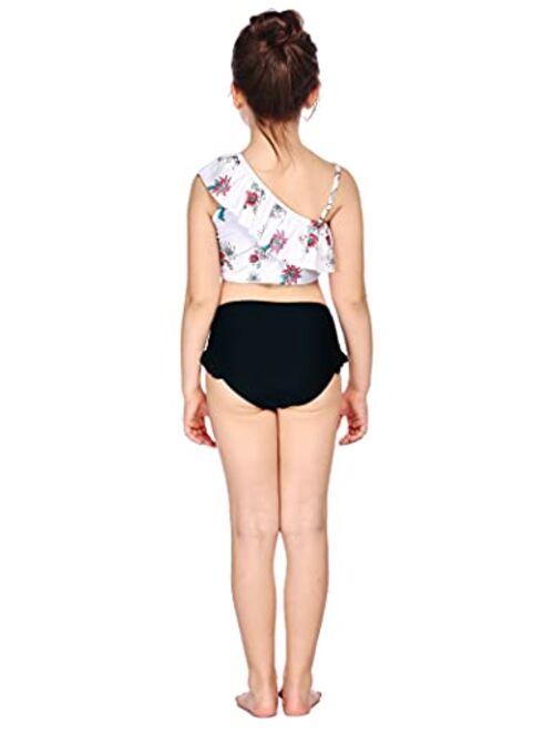Arshiner Girls Swimsuit Ruffles Flounce Printed Two Pieces Bikini Set Swimwear Bathing Suits