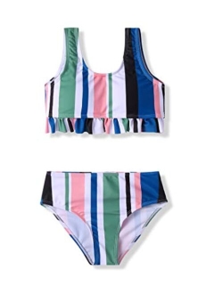 Girls Bikini Beach Swimwear 2 Piece Swimsuits Floral Printing Bathing Suits for 4-12 Years