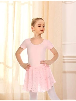 Girls 2PCS Team Basic Ballet Dress Leotard with Removable Sequined Tutu Skirt 3-11 Year
