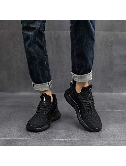Slow Man Men's Running Shoes Sock Sneakers - Air Knit Mesh Breathable Sport Shoes Lace-up Comfortable Shock Cushioning Sneakers