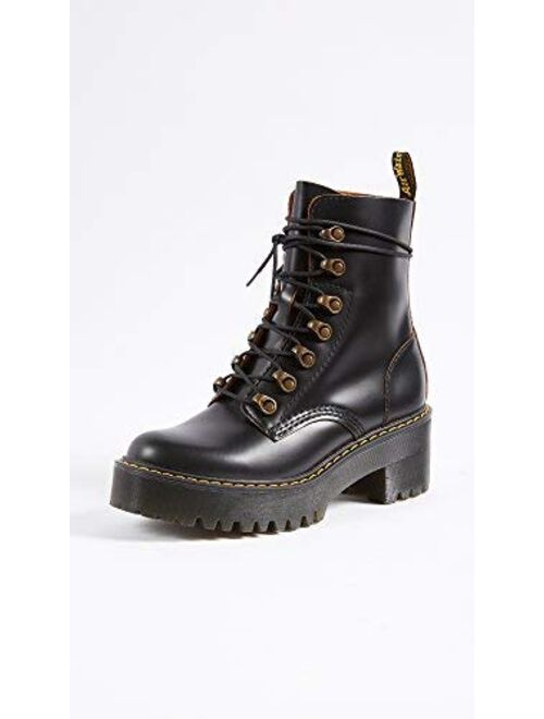 Dr. Martens Women's Leona 7 Hook With Yellow Stitching Platform Boots