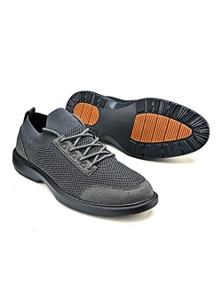 Mens Dress Shoes Oxford Shoes - Breathable Knit Mesh Slip Resistance Casual Shoes for Man Slip On Business Walking Shoes