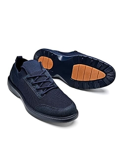 Mens Dress Shoes Oxford Shoes - Breathable Knit Mesh Slip Resistance Casual Shoes for Man Slip On Business Walking Shoes