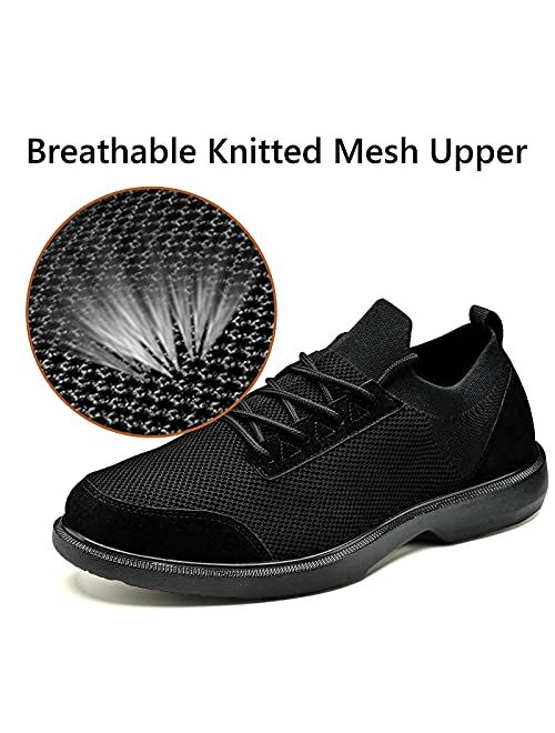 Slow Man Mens Dress Shoes Oxford Shoes - Breathable Knit Mesh Slip Resistance Casual Shoes for Man Slip On Business Walking Shoes