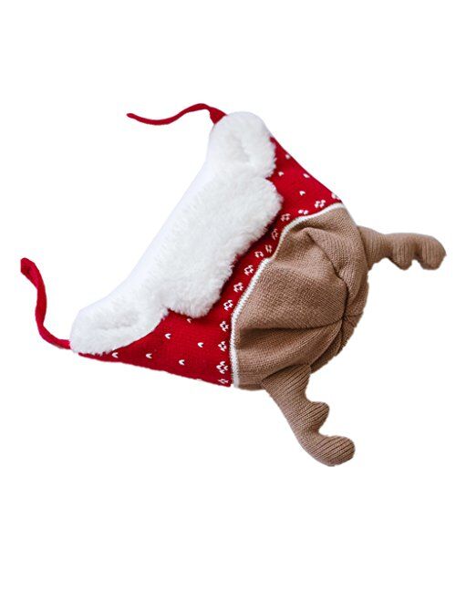 Home Prefer Kids Christmas Hats Cotton Brocade Knit Cap Elk Horn Winter Hat Red