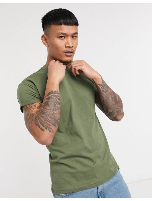 Pull&Bear Join Life muscle fit T-shirt in khaki
