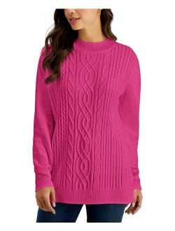 Karen Scott Cable-Knit Mock-Neck Sweater, Created for Macy's