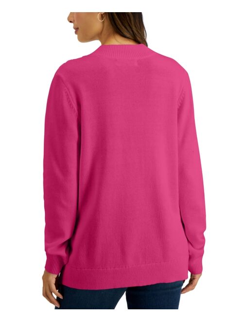 Karen Scott Cable-Knit Mock-Neck Sweater, Created for Macy's