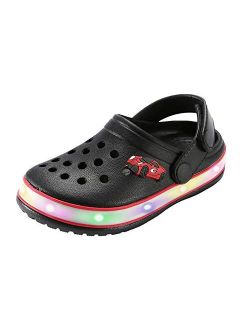 XPKWS Kids' Clogs LED Garden Shoes Boys Girls Mules Light up Sandals Slip on Lightweight Non-Slip