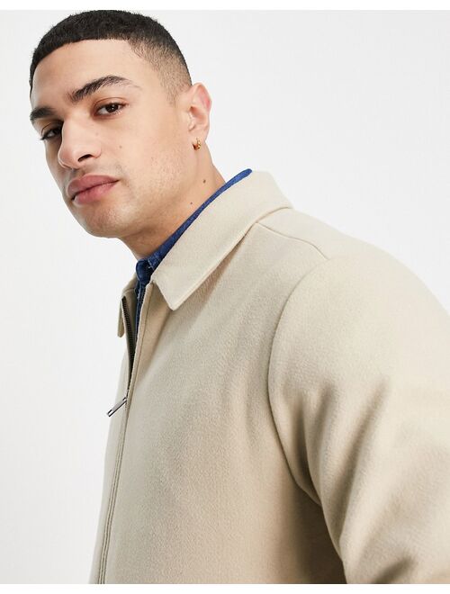 Pull&Bear zip through jacket in beige