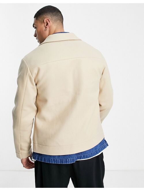 Pull&Bear zip through jacket in beige