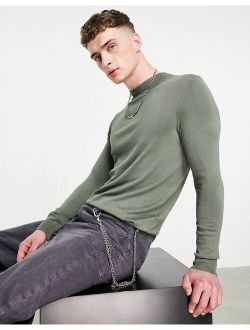 turtleneck sweater in khaki