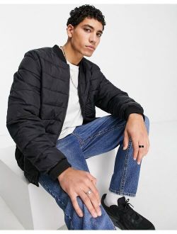 puffer bomber jacket in black