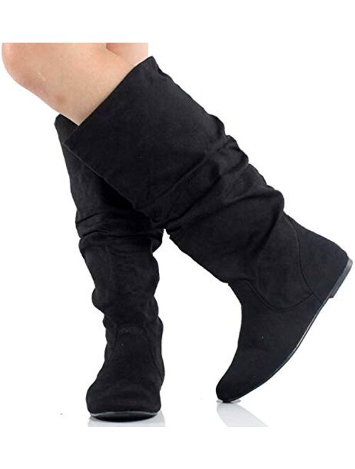 Soda Women's Zuluu Slouchy Faux Leather Knee HIgh Flats Boots
