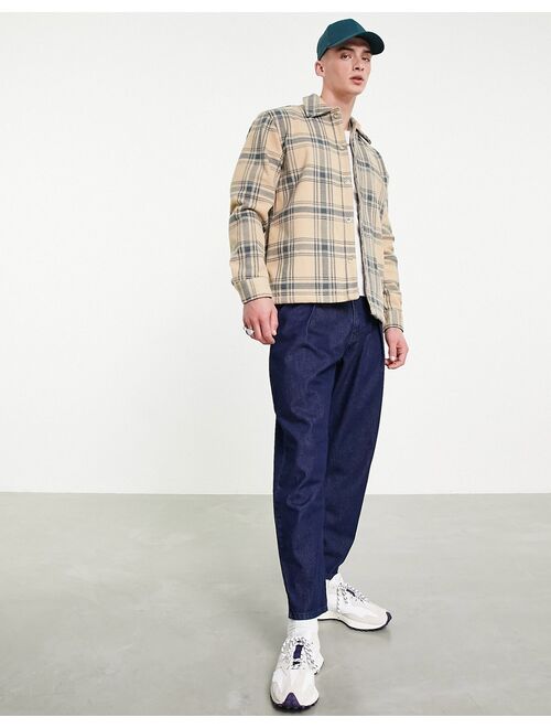 Pull&Bear checked shirt in camel