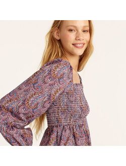 Long Sleeve smocked top in Liberty Tropical Prince print