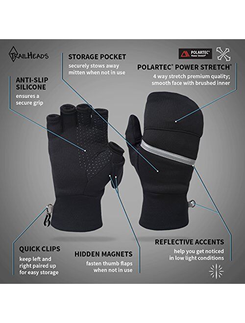 TrailHeads Power Stretch Convertible Mittens - Women’s Fingerless Gloves