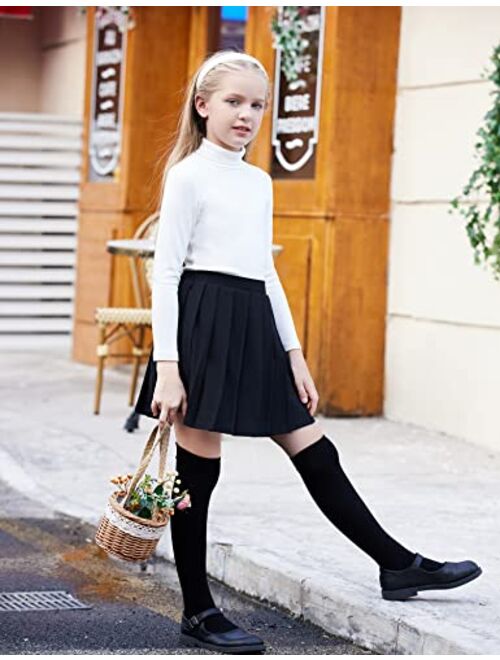 Arshiner Girls Pleated Skirt High Waisted Plaid A-line Skirts with Lining Shorts School Uniform