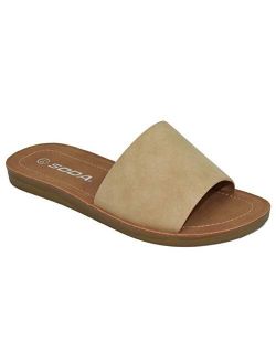 Shoes Efron-S Women Flip Flops Basic Plain Slippers Slip On Sandals Slides Casual Peep Toe Beach
