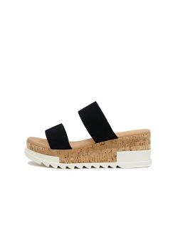 Poppin ~ Slip On Flatform with Inmitation Cork Bottom and Double Straps