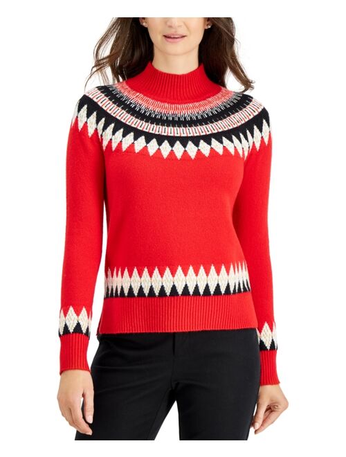 Charter Club Fair Isle Mock-Neck Sweater, Created for Macy's