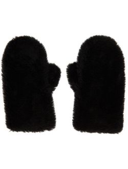 Black Wool Convertible Flap Gloves