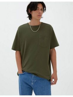 oversized waffle T-shirt in khaki