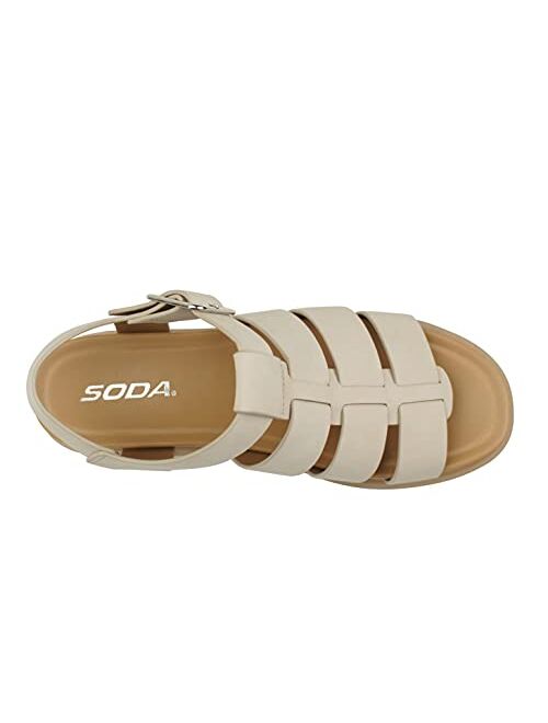 SODA VICKY ~ Women Open Toe Lug Sole Fisherman Gladiator Fashion Sandals with Adjustable Ankle Strap