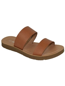 Shoes Women Flip Flops Flat Beach Sandals Slides Double Straps Occupy-S