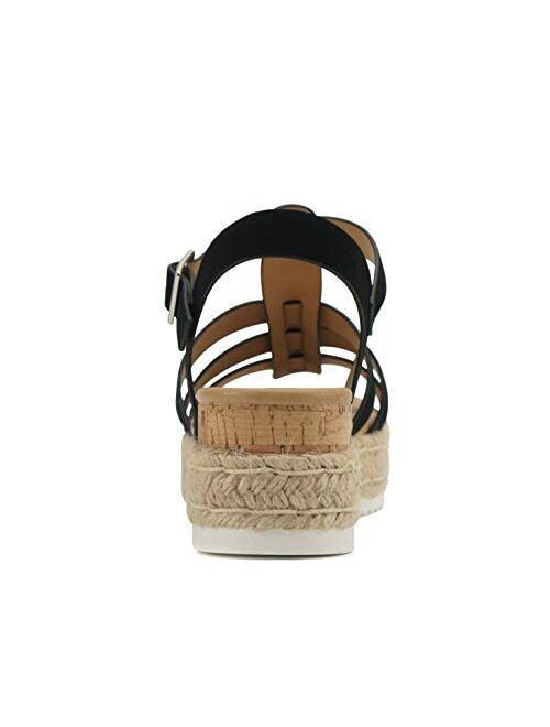 SODA TRADER ~ Women Open Toe Espadrille Flatform Platform Fashion Jute Wedge Fisherman Upper Sandals with Adjustable Ankle Strap