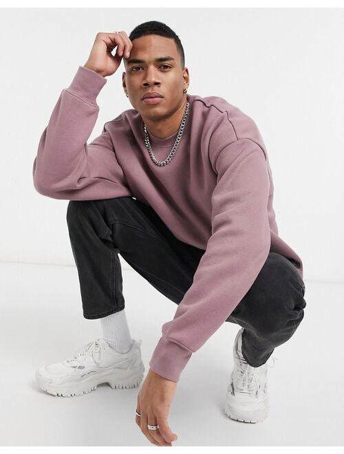 Pull&Bear crew neck sweatshirt in brown