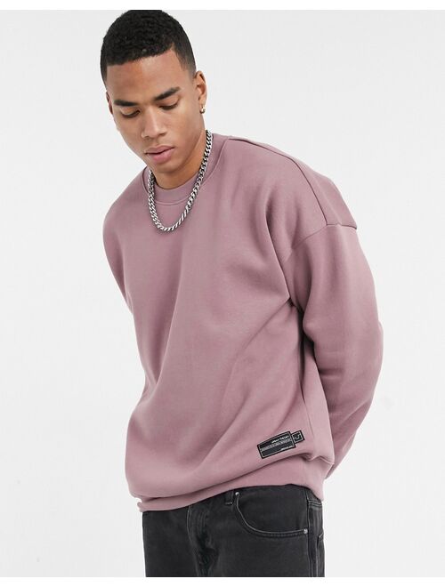 Pull&Bear crew neck sweatshirt in brown