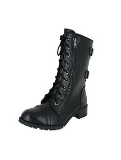 Topshoe Dome Mid Calf Height Women's Military Combat Boots