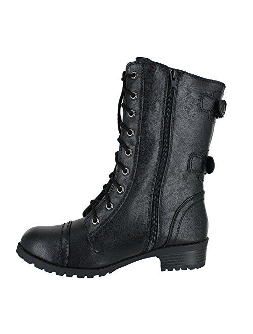 Soda Topshoe Dome Mid Calf Height Women's Military Combat Boots