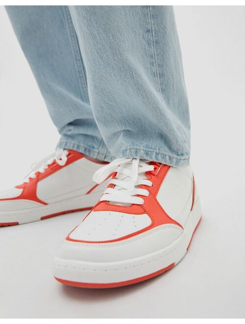 Pull&Bear sneakers in white and red