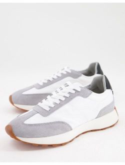 retro sneakers with rubber sole in white