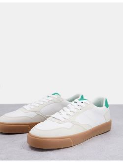 retro sneakers with rubber sole in white