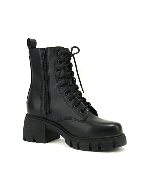 Buy SODA TUNDRA ~ Women Lug Sole Lace up Fashion Combat Ankle Boot w ...